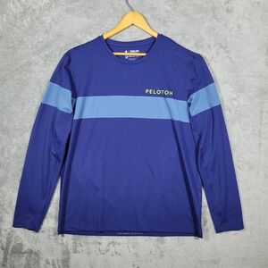 Fourlaps Long Sleeve Men XL Blue Peloton Training Shirt Activewear Stripe Logo